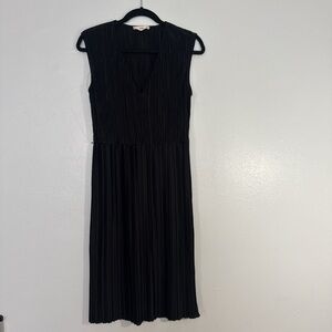 Black Pleated Midi Dress
